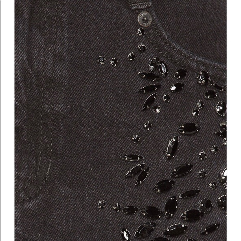 Free People Embellished Black Denim MiniSkirt Sz 4 - Picture 14 of 15